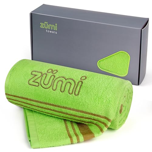 Zumi 100% Cotton Quick Dry Travel Towel - Soft, Thin, Compact, Highly Absorbent, Lightweight Camping Towel for Beach, Gym, Bath, Shower, Swimming, Dorm, RV - Green - color: Green Large
