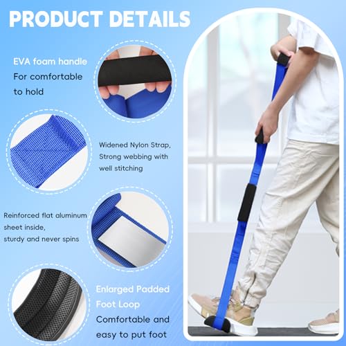 48 Inch Long Leg Lifter, Rigid Leg Lifter Strap With EVA Handgrips &Foot Loop, Leg Lifter After Hip Replacement&Knee Surgery Recovery Aids Kit,Leg Lifters Getting Legs In And Out Of Bed,Car,Wheelchair - color: Blue, size: 48 Inch