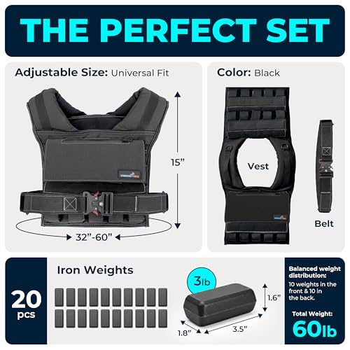Weighted Vest Adjustable for Men and Women – Workout Weight Training Vest for Fitness, Running, Strength, Exercise & Cross Training