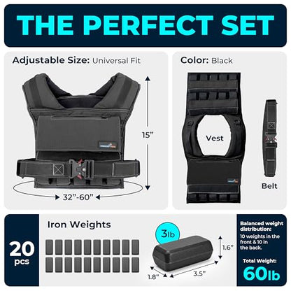 Weighted Vest Adjustable for Men and Women – Workout Weight Training Vest for Fitness, Running, Strength, Exercise & Cross Training