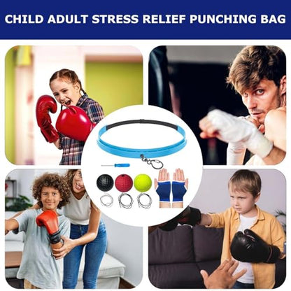 Boxing Reflex Ball – Silicone Headband | 3-Level Reaction Speed Training Kit | 20g 60g 80g Punch Balls with Gloves for Adults Kids Eye-Hand Coordination and Home Gym Daily Fitness and Entertainment