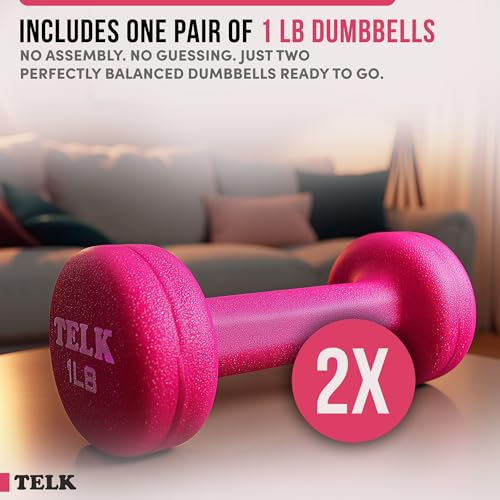 TELK Fitness Neoprene Dumbbells Set of 2 – Non-Slip Hand Weights for Home Workouts, Strength Training & Toning – Compact, Comfortable Grip for Women & Men