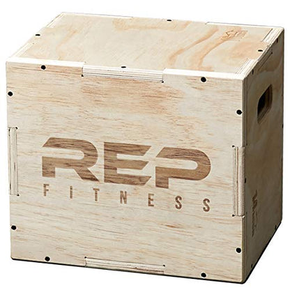 Rep Plyometric Wood Jump Box | CrossFit & Strength Training | 12 to 30" Range of Wooden Step Platforms | Gym & Sports Workouts | Fitness, Exercise, Physical Therapy Equipment | Pro Conditioning Tool - size: Small, 16" x 14" x 12"
