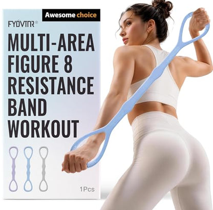 Upgraded Figure 8 Resistance Bands, Resistance Bands for Arms & Full Body Workout, Stretch Resistance Band with Handles for Yoga, Pilates, Toning, Home Fitness & Physical Therapy