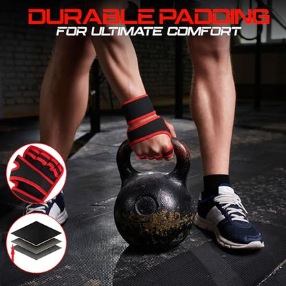 Weight Lifting Gloves with Wrist Wrap Support for Men & Women, Workout Gloves for Gym Training, Full Palm Protection, Anti-Slip Grip, Fitness Gloves for Weightlifting, Pull Ups & Strength Training - size: X-Large