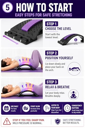YAJIACLONE Back Stretcher for Lower Back, Adjustable Lumbar Support Board, Manual Spine Stretch Tool for Daily Use, Portable Device (Not a Massage Device)