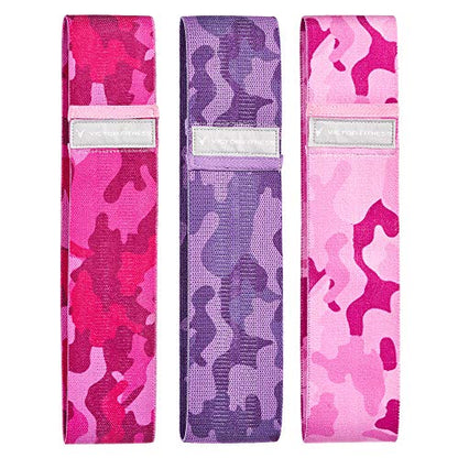 Victor Fitness® Hip & Booty Bands | 3 Levels of Resistance | Non-Slip Fabric for Squats, Lunges, Butt/Glutes | Includes Free Carrying Bag