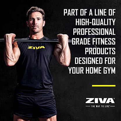 ZIVA 35lb Studio Barbell Weight Set – Adjustable Home Gym Kit with Standard Rubber Urethane Plates, 5' Chrome Bar (1.18" diam) & Collars | Extra Plates Not Included