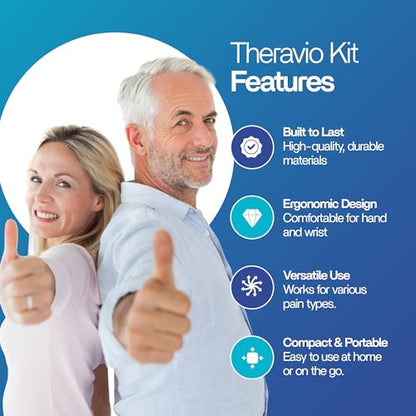 Theravio Pro Hand Therapy Kit with Grip Strength Trainer, Finger Strengthener, Hand Exercise balls For Arthritis, Hand Exerciser For Carpal Tunnel, Hand Gripper Strengthener For Physical Therapy - size: Theravio Pro Kit