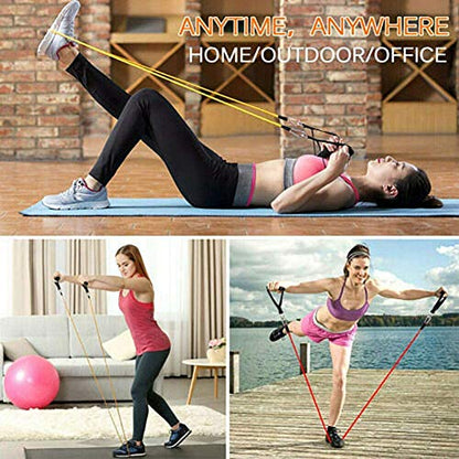 Resistance Bands Set, Stackable Up to 100lb, Indoor Outdoor Workout Bands with Door Anchor Amp; Handles for Fitness,Strength, Yoga, Home Gym