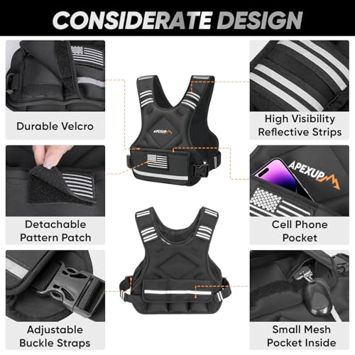 Adjustable Weighted Vest, 4-10lb/12-18lb/20-32lb Vest with 6 Ironsand Weights and Large Pocket, Weight Vest for Men Women Strength Training, Running, Walking - color: Black-with Waterproof Layer, size: 12-18lbs