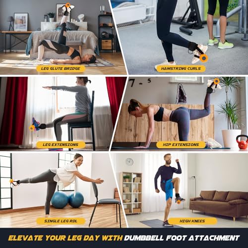 Ankle Straps for Dumbbell and Cable Machine, Dumbbell Foot Attachment with Longer Stronger Nylon Strap, Tibialis Trainer, Leg Extensions, Hamstring Curls for Women and Men - color: Black 2PC
