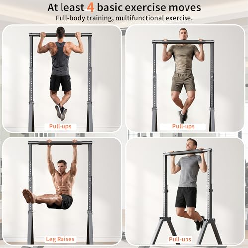 Foldable Power Tower Dip Station for Pull Ups, 66.1"-84.6" 12 Level 700 LBS, Adjustable Dip Handles & Assistance Bands Foldable Home Gym Equipment - color: 66"-85"