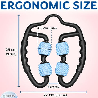Dual Sided Muscle Roller - Cellulite Massager for Arms and Legs - Flexible Massage Tool - Effective Sculpting Massage for Thighs, Butt - color: Blue/Black