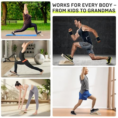 Wooden Slant Board for Calf Stretching – Adjustable Incline Board for Squats, Ankle & Achilles Stretch, Physical Therapy Foot Stretcher, Non-Slip Wedge for Knees Over Toes, Balance & Mobility Training