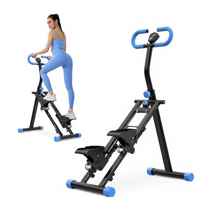 Stepper Machine Adjustable Handles, Compact Stepper Exercise Machine with LCD Display for Home Cardio Workout - color: Black