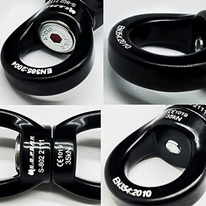 35kN Swing Swivel, CE Certified 360°Rotational Device, Silent Hanging Accessory for Tree Swing, Aerial Dance