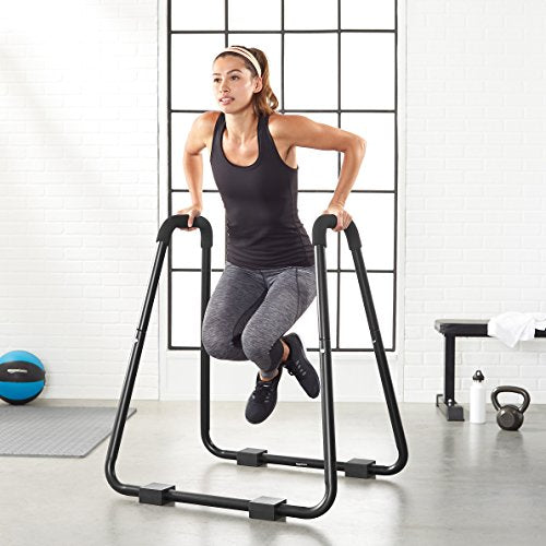 Amazon Basics Dip Bar Station, Portable Strength Training Stand for Tricep Dips & Calisthenics, Home Gym, 661 lb Weight Capacity, Black