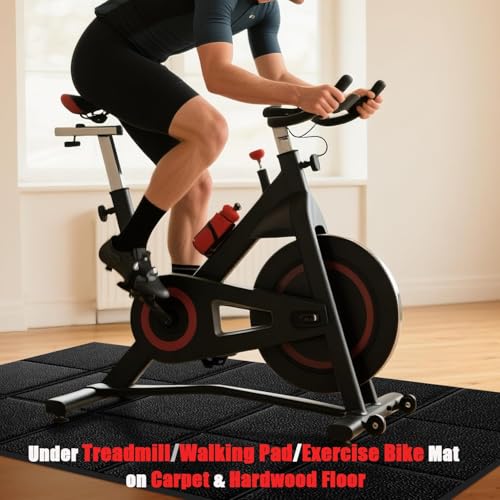Treadmill Mat 79" x 39", for Under Treadmill, Walking Pad & Exercise Bike on Carpet & Hardwood Floors, Non-Slip Stripe Design, Waterproof Floor Protector, Noise & Shock Absorbing - size: 79"L x 39"W x 0.1"Th