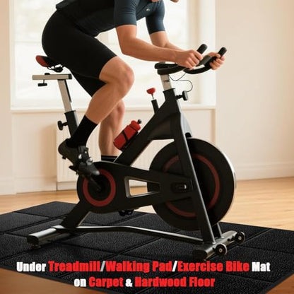 Treadmill Mat 79" x 39", for Under Treadmill, Walking Pad & Exercise Bike on Carpet & Hardwood Floors, Non-Slip Stripe Design, Waterproof Floor Protector, Noise & Shock Absorbing - size: 79"L x 39"W x 0.1"Th
