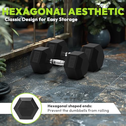 HANDBODE Hex Dumbbell 30-570 lb Dumbbell set, Rubber Encased Exercise & Fitness Dumbbells, Hand Weight for Strength Training - size: 75 lb, Single, style: Chrome Handle