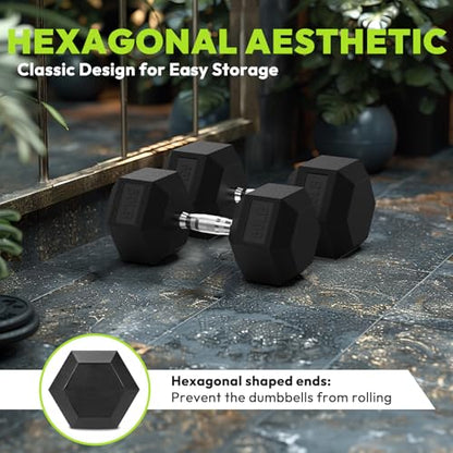 HANDBODE Hex Dumbbell 30-570 lb Dumbbell set, Rubber Encased Exercise & Fitness Dumbbells, Hand Weight for Strength Training - size: 570 lb Set (Pair of 90, 95, 100 lb), style: Chrome Handle