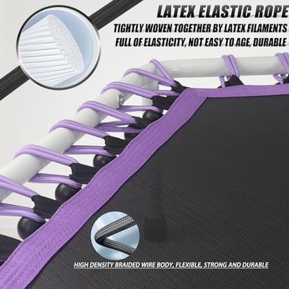 Newan 48'' Fitness Trampoline with Adjustable Handle Bar, Silent Trampoline Bungee Rebounder Jumping Cardio Trainer Workout for Adults - Max Limit 330 lbs - color: Purple