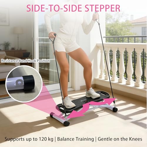 Rock Stepper Side To Side Balance Boards For Adults Includes Lcd Display & Resistance Bands A Low-impact, Compact Stepper Ideal For Targeting The Legs, Glutes, And Abs - color: White + White