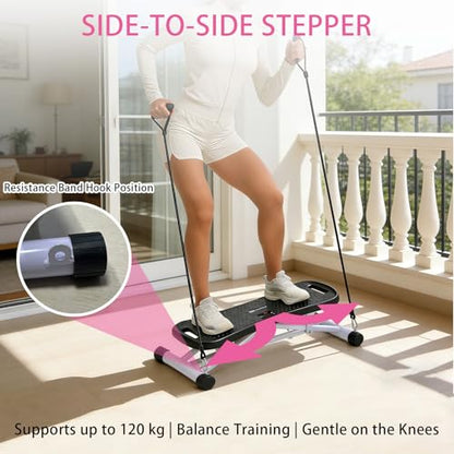 Rock Stepper Side To Side Balance Boards For Adults Includes Lcd Display & Resistance Bands A Low-impact, Compact Stepper Ideal For Targeting The Legs, Glutes, And Abs - color: White + White