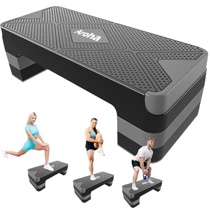 Heavy Duty Aerobic Step Platform, Non Slip Adjustable Height Exercise Step Trainer, Durable Home Gym Cardio Workout Equipment for Men Women Beginner to Professional - color: Gray