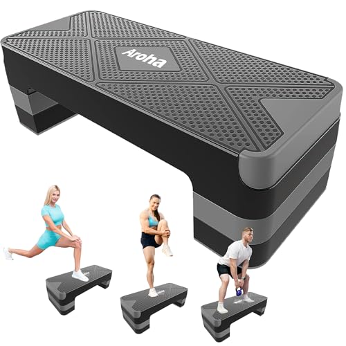 Heavy Duty Aerobic Step Platform, Non Slip Adjustable Height Exercise Step Trainer, Durable Home Gym Cardio Workout Equipment for Men Women Beginner to Professional - color: Gray