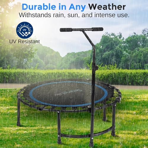 SereneLife Trampoline 40" - In-Home Cardio Fitness Rebounder with Adjustable T-Bar Handle, Silent Heavy Duty Bungee Rebounder for Adults