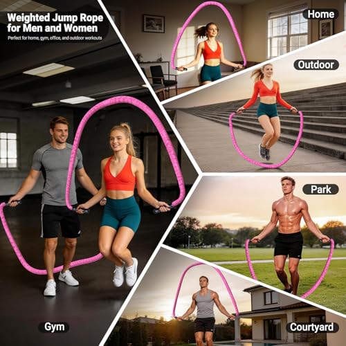 Weighted Jump Rope for Men Women, 3.68LB Adult Jump Ropes for Fitness Heavy Skipping Rope, Jumping Rope for Training Muscle Speed Home Gym Workout Equipment Exercise Jumpropes Weight Loss