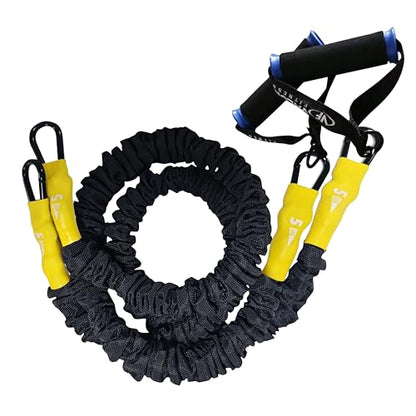 Valor Fitness Resistance Bands - 5lb to 25lbs - Carabiners Attached & 2 Bands per Weight Option with Handles– Sheath Covered - Strength Training New Compact 39" Design - Wall Door Rack Mount Options - color: Black -5 lb Pair
