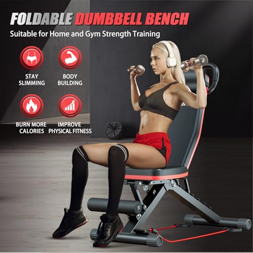 2026 ALSO GO New Adjustable Weight Bench, Workout Benches with Leg Extension, Foldable Incline Decline Bench Press, Roman Chair, Full Body Strength Training Equipment for Home Gym