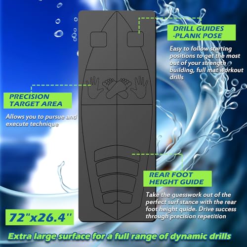 JellyArch Surf Mat for Pop-up Practice Surfing Balance Training 72" x 27" Extra Large Multi-purpose Foldable Rubber Yoga Mat Non Slip with Bag for Women Men Surfing Gifts Pilates Fitness - color: Black