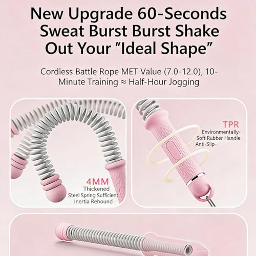 Adjustable Ropeless Battle Ropes for Home Gym -3Lbs - Portable Cordless Battle Ropes with Storage Bag, Battle Rope Sticks for HIIT,Strength & Low-Impact Full Body Workout (Black)