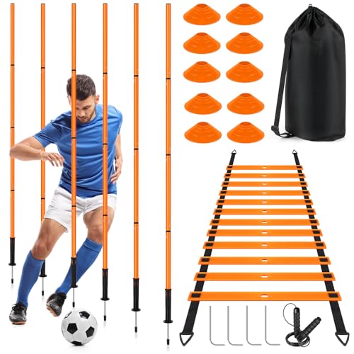 Soccer Training Equipment,Agility Speed Training Set, 20ft Agility Ladder - color: Orange