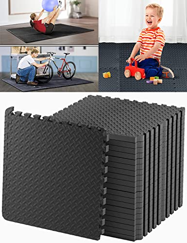 20 pcs Gym Mats Set - EVA Foam Puzzle Floor Mats, High-Density Interlocking Foam Floor Tiles Home Workout Exercise Mats for Play-Room Garage Pool Treadmill Garage Kitchen Flooring