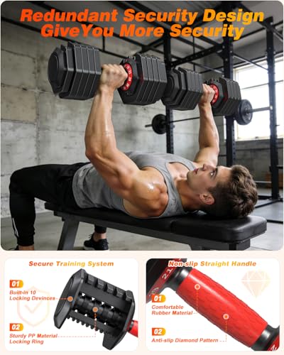 XDDIAS Adjustable Dumbbell Set for Home Gym Strength Training - color: 90LB Pair