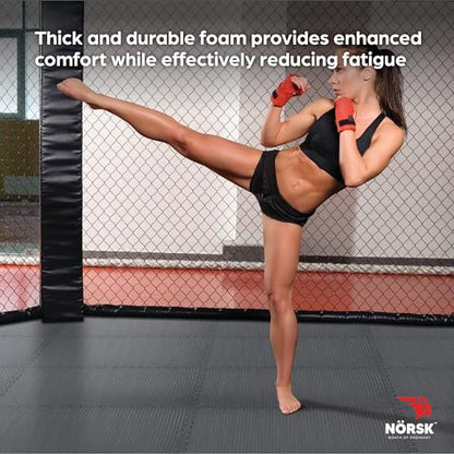 Reversible Exercise Mats 3/4" Thick EVA Interlocking Foam Tiles, Perfect Home Gym Flooring, 4 Tiles & 8 Trim Pieces, 16 Sq. Ft. 24"x24", Gray/Black