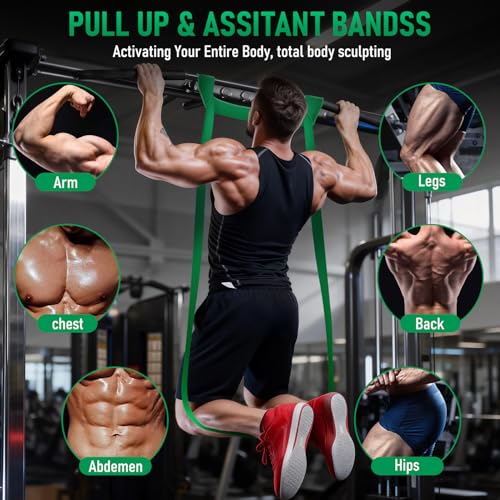 Resistance Bands for Working Out, Pull Up Assistance Bands Set, Exercise Workout Bands for Full-Body Training, Fitness, Physical Therapy, Home Gym for Women & Men (5-125lbs)
