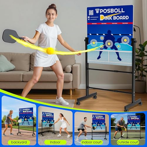 Pickleball Practice Board&Dink Rebounder with Stand Pickleball Wall for Practice Dink Board for Pickle Ball Training Adjustable Pickle Ball Practice Rebounder Pad Portable Dink Guru