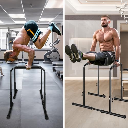 Adjustable Dip Bar Portable Functional Dip Stand Station Exercise Heavy Duty Parallel Bars Workout Equipment for Strength Training