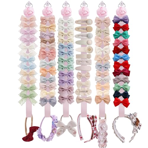 6PCS Bow Holder Hair Bow Organizer,Baby Decorative Hair Accessories Organizer,Hair Clips Storage Bow Holder for Girls Hair Bows,Room Nursery Wall Hanging Decors (mgh-6pcs-fen) - color: mgh-6pcs-fen