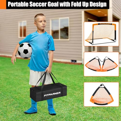 Kids Soccer Goals for Backyard Set - 2 Pack of Portable Pop Up Soccer Nets with Ball,Cones,Complete Training Equipment Kit for Toddler,Youth,Kids Age 3-14,Outdoor Sports Game