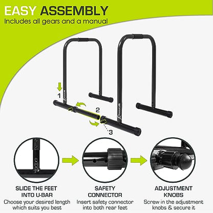 ProsourceFit Dip Stand Station, Heavy Duty Ultimate Body Press Bar with Safety Connector for Tricep Dips - color: Black, style: Lite