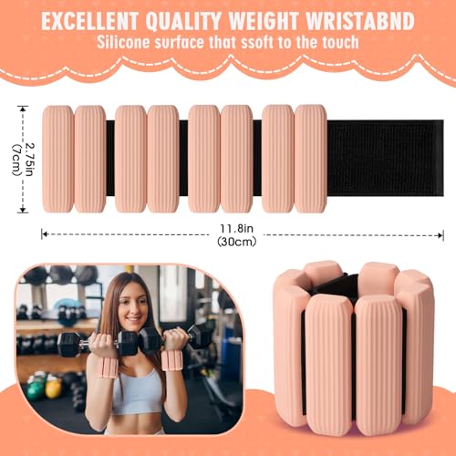 Wrist Weights, 2Pack Adjustable Wearable Wrist Ankle Weights for Women/Men, Silicone Wrist Bangles for Walking, Yoga, Pilates, and Gym, Arm & Leg Workout, 2lb - color: Flesh Pink