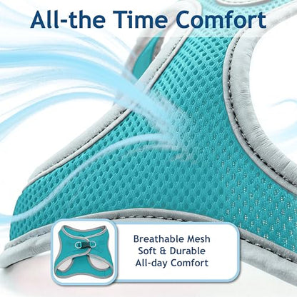 Kruz Dog Harness (Chest 16"-17", Weight 10–15 lbs) Athletica Adjustable Heavy Duty No Choke Puppy Vest for Small Dogs Lightweight Air Mesh, Reflective, Puppy Essentials – Turquoise, Medium