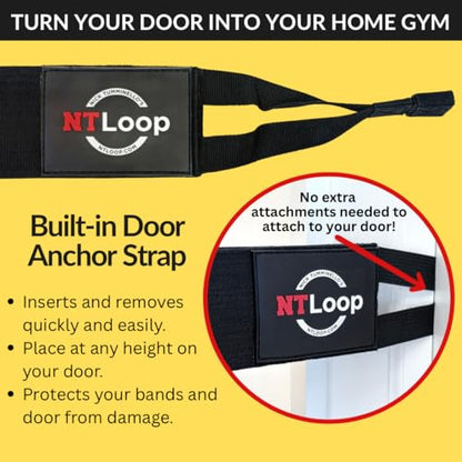 Fabric Long Loop Resistance Band with Door Anchor with Instructions - Best Resistance Band for Glutes, Leg Exercises, Chest Exercises, Muscle Building – NT Loop Extra Heavy Strength